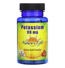 Калий Nature's Life, Калий, 99 мг, 100 вегетарианских капсул