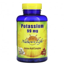 Калий Nature's Life, Калий, 99 мг, 250 вегетарианских капсул