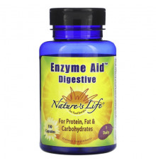 Для пищеварительной системы Nature's Life, Enzyme Aid, для пищеварительной системы, 100 капсул