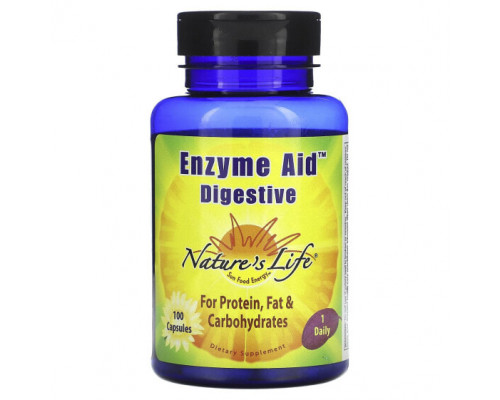 Для пищеварительной системы Nature's Life, Enzyme Aid, для пищеварительной системы, 100 капсул Для пищеварительной системы Nature's Life, Enzyme Aid, для пищеварительной системы, 100 капсул