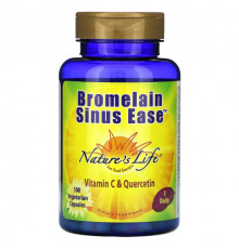 Для пищеварительной системы Nature's Life, бромелаин Sinus Ease, 100 вегетарианских капсул