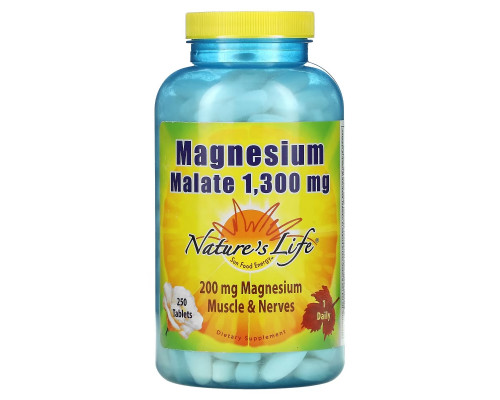 Nature's Life, Magnesium Malate, 1,300 mg, 250 Tablets Nature's Life, Magnesium Malate, 1,300 mg, 250 Tablets