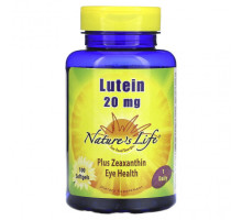 Для глаз Nature's Life, Лютеин, 20 мг, 100 мягких таблеток