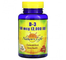Витамин D Nature's Life, D-3, 50 мкг (2000 МЕ), 240 мягких таблеток