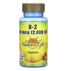 Витамин D Nature's Life, Витамин D2, 50 мкг (2000 МЕ), 90 вегетарианских капсул