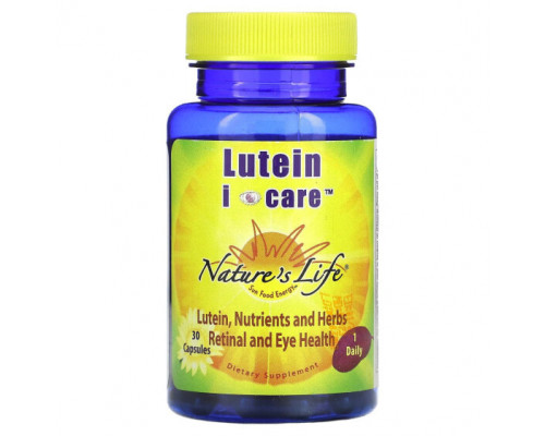 Для глаз Nature's Life, Lutein I Care, 30 капсул Для глаз Nature's Life, Lutein I Care, 30 капсул