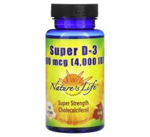 Витамин D Nature's Life, Super D-3, 100 мкг (4000 МЕ), 100 мягких таблеток