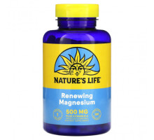 Магний Nature's Life, Обновляющий магний, 500 мг, 180 растительных капсул