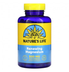 Магний Nature's Life, Обновляющий магний, 500 мг, 180 растительных капсул