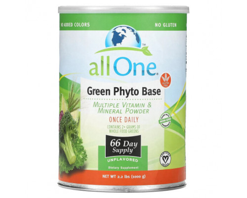 Витаминно-минеральные комплексы All One, Nutritech, Green Phyto Base, мультивитаминный комплекс из витаминов и минералов, в порошке, без добавок, 1000 г (2,2 фунта) Витаминно-минеральные комплексы All One, Nutritech, Green Phyto Base, мультивитаминный комплекс из витаминов и минералов, в порошке, без добавок, 1000 г (2,2 фунта)
