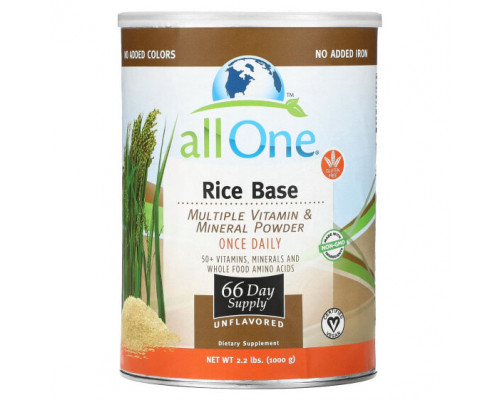 Витаминно-минеральные комплексы All One, Nutritech, Rice Base, мультивитаминный комплекс из витаминов и минералов, в порошке, без добавок, 1000 г (2,2 фунта) Витаминно-минеральные комплексы All One, Nutritech, Rice Base, мультивитаминный комплекс из витаминов и минералов, в порошке, без добавок, 1000 г (2,2 фунта)