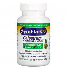 Symbiotics Жевательные ананасовые таблетки Colostrum Plus 120 Жевательных Таблеток