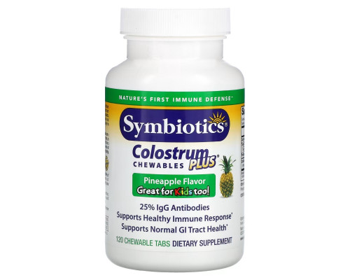 Symbiotics Жевательные ананасовые таблетки Colostrum Plus 120 Жевательных Таблеток Symbiotics Жевательные ананасовые таблетки Colostrum Plus 120 Жевательных Таблеток