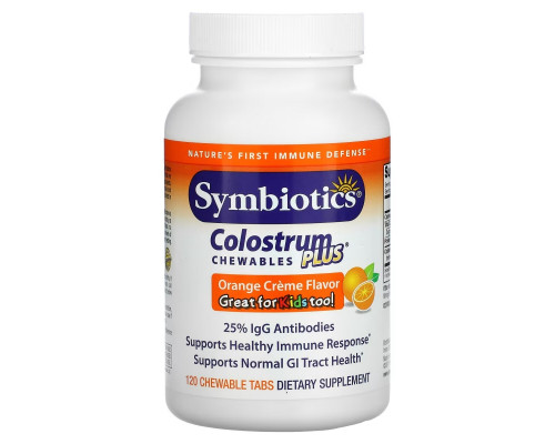 Symbiotics Молозиво плюс апельсиновый крем 120 жевательных таблеток Symbiotics Молозиво плюс апельсиновый крем 120 жевательных таблеток