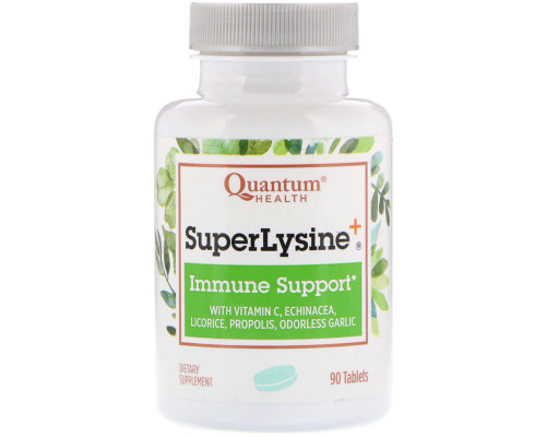 Quantum Health, Super Lysine + Immune System, супер лизин + поддержка иммунитета, 90 таблеток Quantum Health, Super Lysine + Immune System, супер лизин + поддержка иммунитета, 90 таблеток