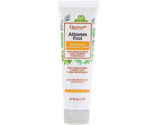 Quantum Health, Athlete's Foot, быстросохнущая формула против грибка стопы, 0,75 унции (21 г) Quantum Health, Athlete's Foot, быстросохнущая формула против грибка стопы, 0,75 унции (21 г)
