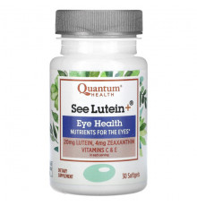 Для глаз Quantum Health, See Lutein +, Eye Health, 30 мягких таблеток
