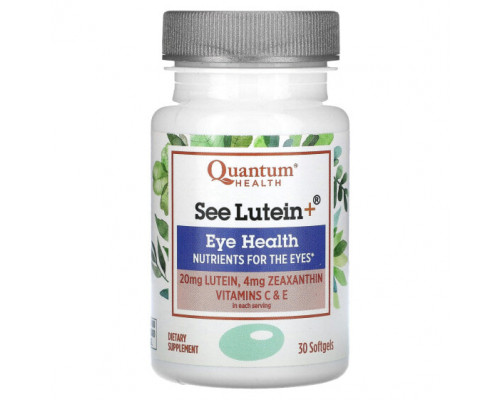 Для глаз Quantum Health, See Lutein +, Eye Health, 30 мягких таблеток Для глаз Quantum Health, See Lutein +, Eye Health, 30 мягких таблеток