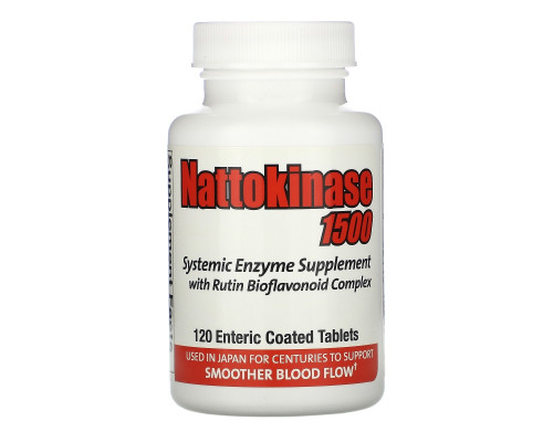 Naturally Vitamins, Наттокиназа 1500, 120 таблеток с энтеросолюбильным покрытием Naturally Vitamins, Наттокиназа 1500, 120 таблеток с энтеросолюбильным покрытием