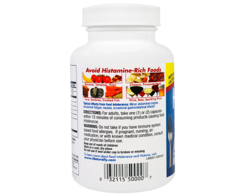 Naturally Vitamins, Histame, пищевая добавка от непереносимости пищевых продуктов, 30 капсул Naturally Vitamins, Histame, пищевая добавка от непереносимости пищевых продуктов, 30 капсул