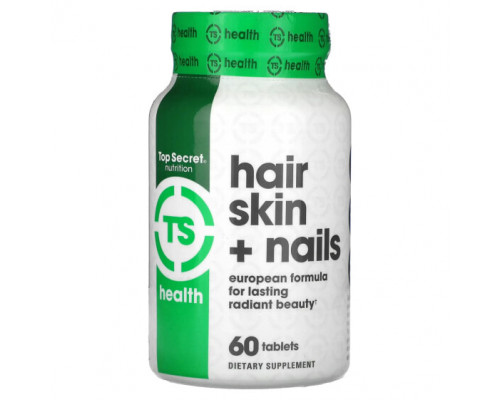 Для волос и ногтей Top Secret Nutrition, Health, Hair Skin + Nails, 60 таблеток Для волос и ногтей Top Secret Nutrition, Health, Hair Skin + Nails, 60 таблеток
