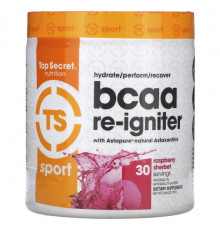 Аминокислоты Top Secret Nutrition, Sport, BCAA Re-Igniter с астаксантином Astapure, малиновый щербет, 278 г (9,80 унции)
