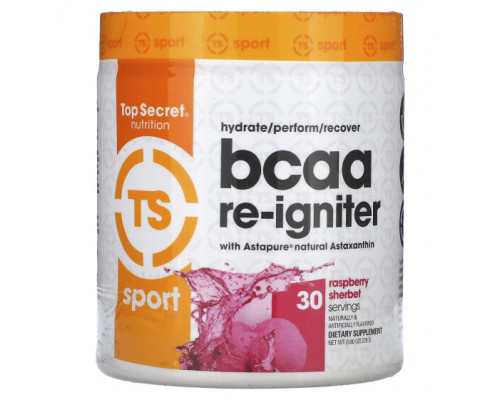 Аминокислоты Top Secret Nutrition, Sport, BCAA Re-Igniter с астаксантином Astapure, малиновый щербет, 278 г (9,80 унции) Аминокислоты Top Secret Nutrition, Sport, BCAA Re-Igniter с астаксантином Astapure, малиновый щербет, 278 г (9,80 унции)