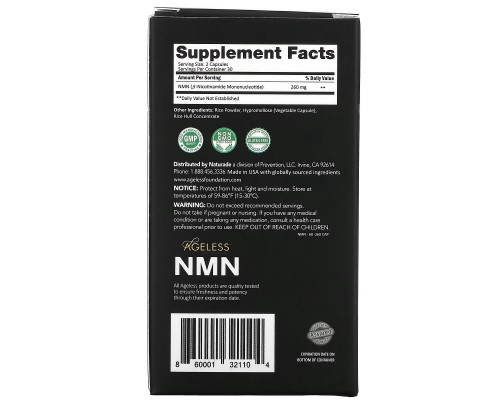 Ageless Foundation Laboratories, NMN, NAD Precursor Supplement, 130 mg, 60 Capsules Ageless Foundation Laboratories, NMN, NAD Precursor Supplement, 130 mg, 60 Capsules