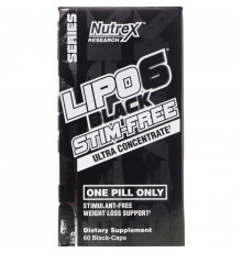 Nutrex Research, Lipo-6 Black Stim-Free, Ultra Concentrate, 60 Black-Caps