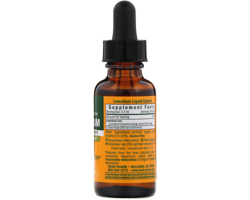 Herb Pharm, Ломатиум, цельный корень, 1 жидкая унция (30 мл) Herb Pharm, Ломатиум, цельный корень, 1 жидкая унция (30 мл)