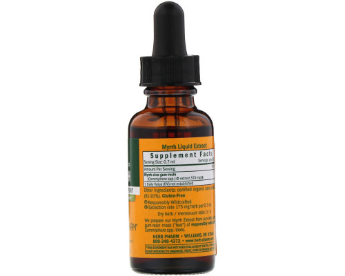 Herb Pharm, Мирра, высушенная на солнце древесная смола, 1 жидкая унция (30 мл) Herb Pharm, Мирра, высушенная на солнце древесная смола, 1 жидкая унция (30 мл)