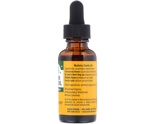 Herb Pharm, Ушное масло, коровяк/чеснок, 1 жидкая унция (30 мл) Herb Pharm, Ушное масло, коровяк/чеснок, 1 жидкая унция (30 мл)
