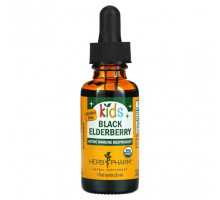 Детское здоровье Herb Pharm, Сироп для детей из бузины черной, безалкогольный, 1 жидкая унция (30 мл)