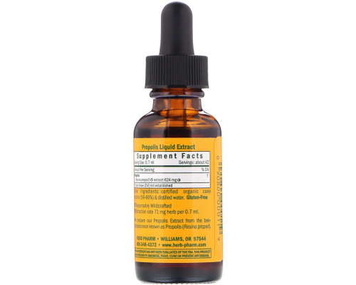 Herb Pharm, Прополис, от медоносных пчел, 1 жидкая унция (30 мл) Herb Pharm, Прополис, от медоносных пчел, 1 жидкая унция (30 мл)