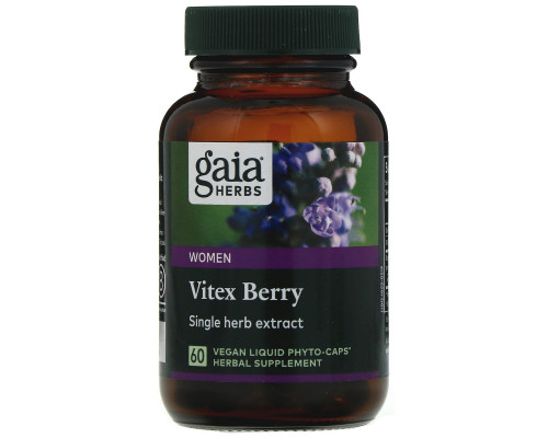 Gaia Herbs Ягоды витекса 60 вегетарианских жидких фито-капсул Gaia Herbs Ягоды витекса 60 вегетарианских жидких фито-капсул