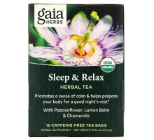 Gaia Herbs Сон и расслабление RapidRelief травяной чай без кофеина 20 чайных пакетиков 1.2 унции (34 г)