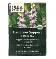 Gaia Herbs Поддержка для лактации Травяной чай без кофеина 20 чайных пакетиков 1.41 унции (40 г)