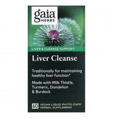 Gaia Herbs, Liver Cleanse, 60 вегетарианских фито-капсул с жидкостью