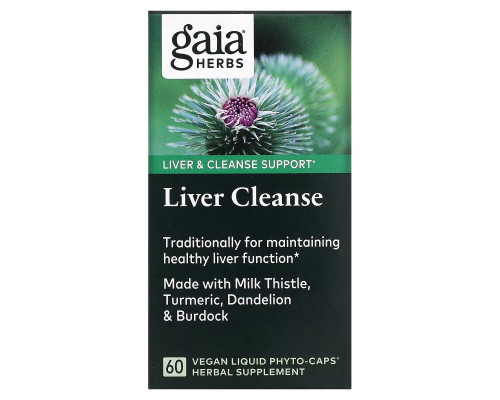 Gaia Herbs, Liver Cleanse, 60 вегетарианских фито-капсул с жидкостью Gaia Herbs, Liver Cleanse, 60 вегетарианских фито-капсул с жидкостью