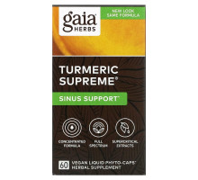 Gaia Herbs, Turmeric Supreme, поддержка носовых пазух, 60 веганских жидких фитокапсул