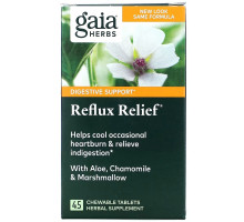 Gaia Herbs, Средство для облегчения рефлюкса, 45 быстрорастворимых жевательных таблеток