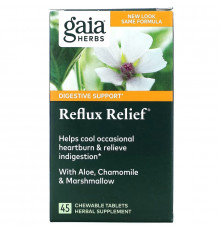 Gaia Herbs, Средство для облегчения рефлюкса, 45 быстрорастворимых жевательных таблеток