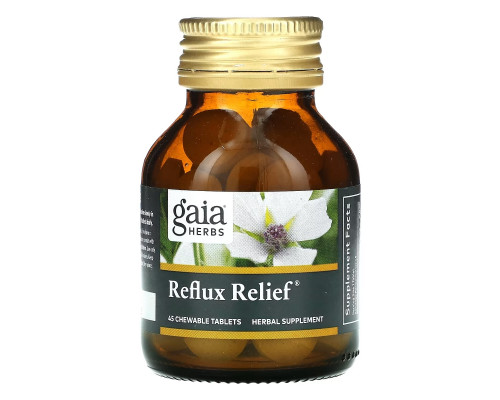 Gaia Herbs, Средство для облегчения рефлюкса, 45 быстрорастворимых жевательных таблеток Gaia Herbs, Средство для облегчения рефлюкса, 45 быстрорастворимых жевательных таблеток