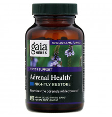 Gaia Herbs, Adrenal Health, Nightly Restore, 120 Vegan Liquid Phyto-Caps