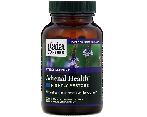 Gaia Herbs, Adrenal Health, Nightly Restore, 120 Vegan Liquid Phyto-Caps