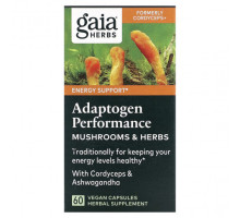Растительные экстракты и настойки Gaia Herbs, Adaptogen Performance, грибы и травы, 60 веганских капсул