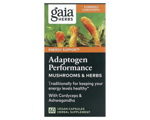 Растительные экстракты и настойки Gaia Herbs, Adaptogen Performance, грибы и травы, 60 веганских капсул Растительные экстракты и настойки Gaia Herbs, Adaptogen Performance, грибы и травы, 60 веганских капсул