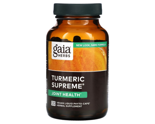 Gaia Herbs, Turmeric Supreme, суставы, 120 вегетерианских жидких фитокапсул Gaia Herbs, Turmeric Supreme, суставы, 120 вегетерианских жидких фитокапсул