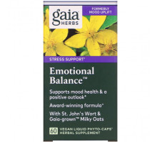 Растительные экстракты и настойки Gaia Herbs, Emotional Balance, 60 веганских капсул Phyto-Cap