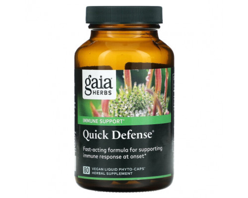 БАДы для укрепления иммунитета Gaia Herbs, Quick Defense`` 80 веганских жидких фито-капсул БАДы для укрепления иммунитета Gaia Herbs, Quick Defense`` 80 веганских жидких фито-капсул